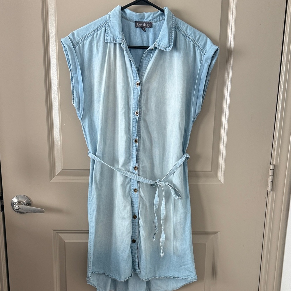 Light Blue Denim Shirt Dress